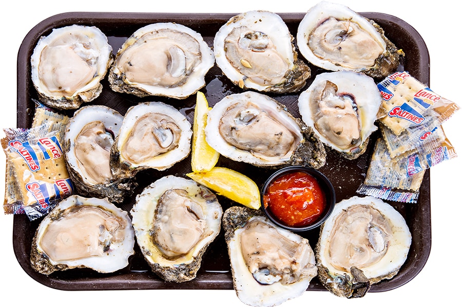 a dozen Raw Oysters on the Half Shell